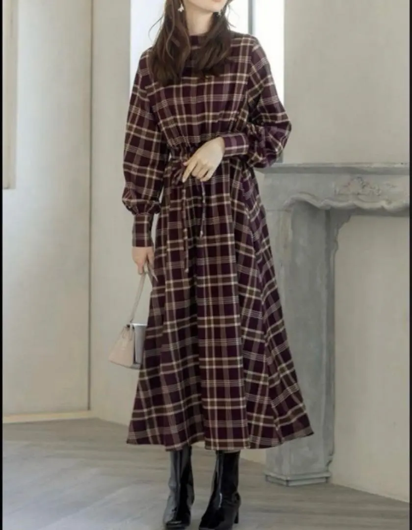 Thumbnail of GRL * Checkered Dress with Waist Ribbon