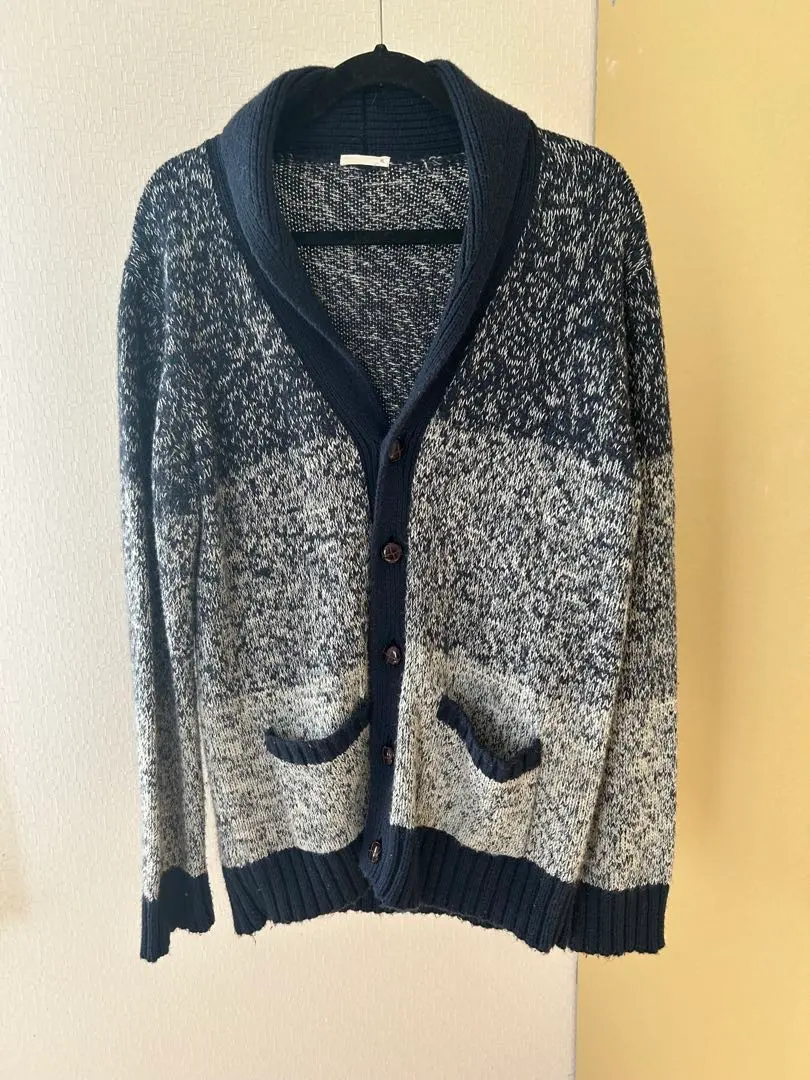 Thumbnail of Navy and gray striped cardigan, XL