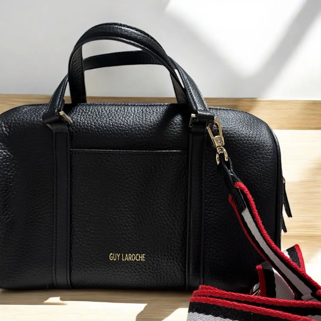 Guy Laroche Paris ギラロッシュ　オールレザーボストンバッグ　黒 JALとっておきの逸品｜〔ギ・ラロッシュ〕ボストンバッグ: 大丸