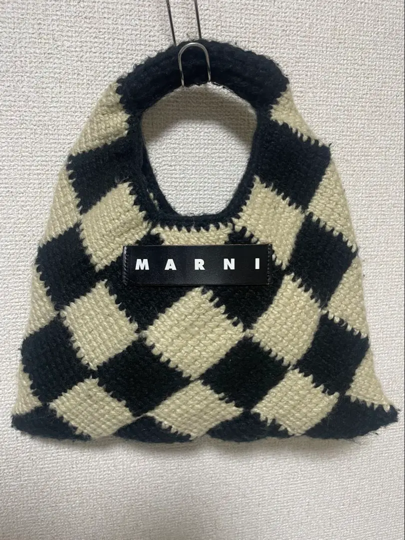 ブラック＆ホワイトMARNI MARKET テクニカルウール製ダイヤモンドバッグ パープル テックウール Marni Market Diamond ミニバッグ | Marni