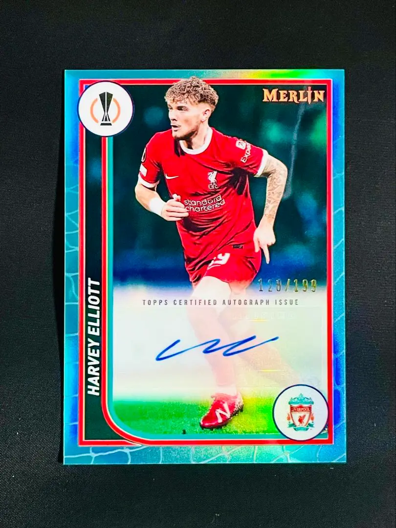 2023-24 Topps Chrome UEFA Black Lazer Harvey Elliott Auto