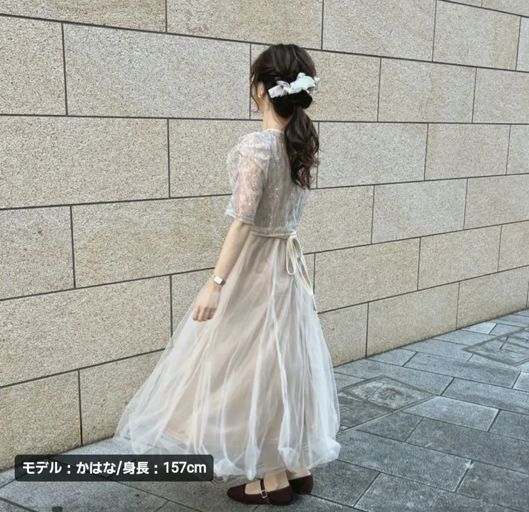 RiLi フラワーレースロングワンピース　ドレス　オケージョン　同窓会　結婚式 クチュールレースロングワンピース「U479-2」-RUIRUE BOUTIQUE