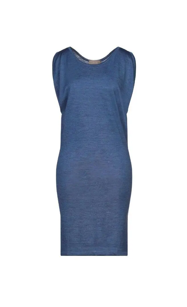 上品・美シルエット】紺色cruciani カシミア混ワンピ