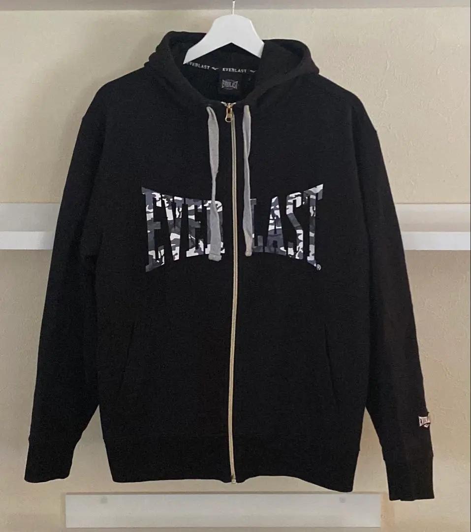 EVERLAST 黒 パーカー 新品 タグ付き ホワイト 【EVERLAST(エバーラスト)】レイヤードプルパーカー