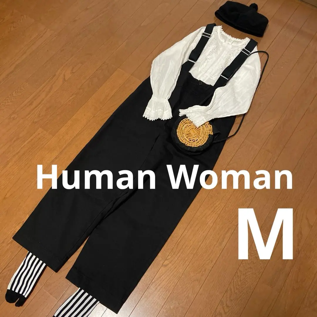 ✨美品＊ヒューマンウーマン＊オーバーオール　サロペットパンツ　デニム　S〜Ｍ human woman（ヒューマンウーマン）の「◇デニムサロペット