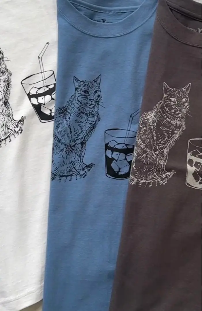 生活のたのしみ展限定CLOTH&CROSS 猫イラスト 長袖Tシャツ