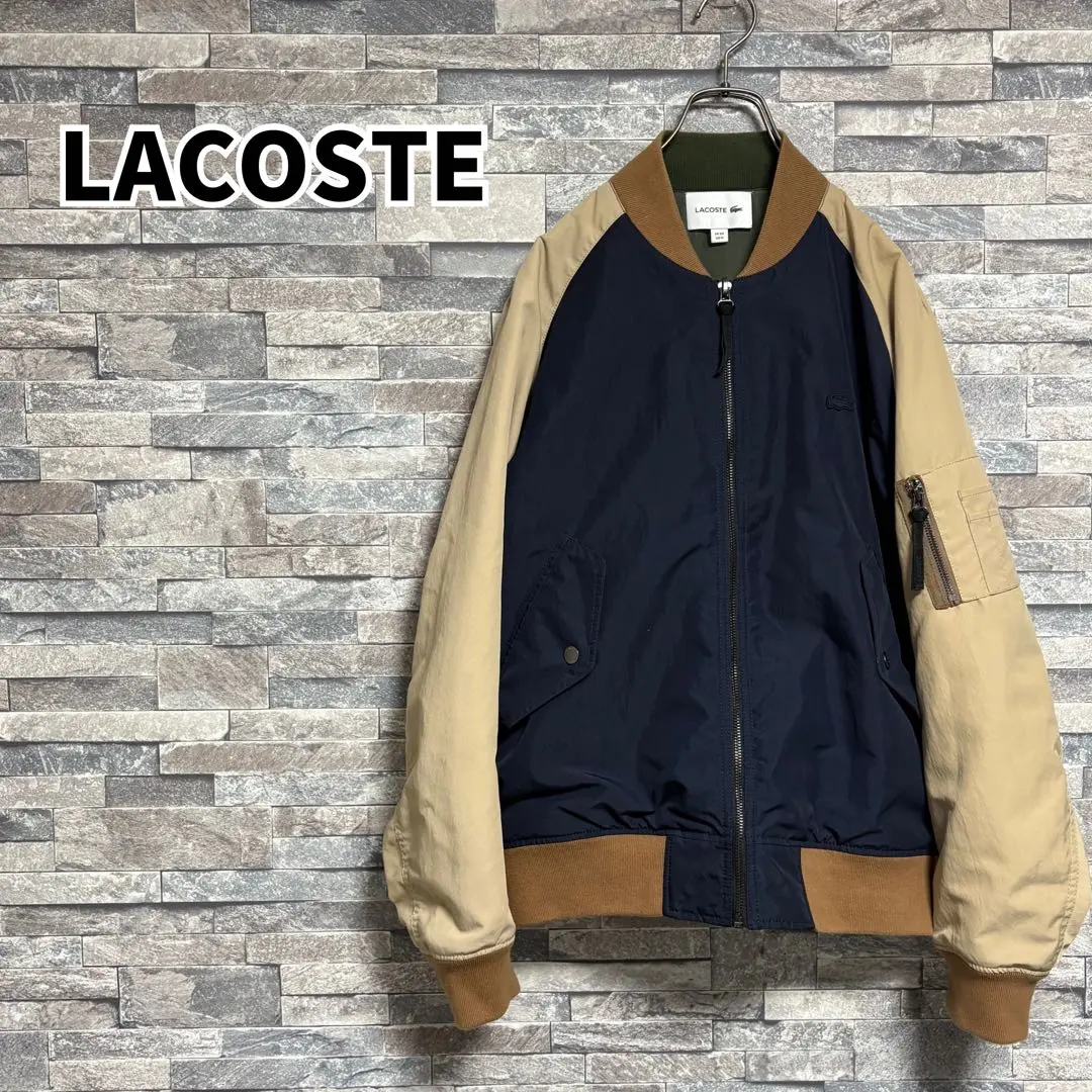 LACOSTE ネイビー MA-1 フライトジャケット LACOSTEラコステライブMA-1 ブルゾン ネイビー紺 メンズ