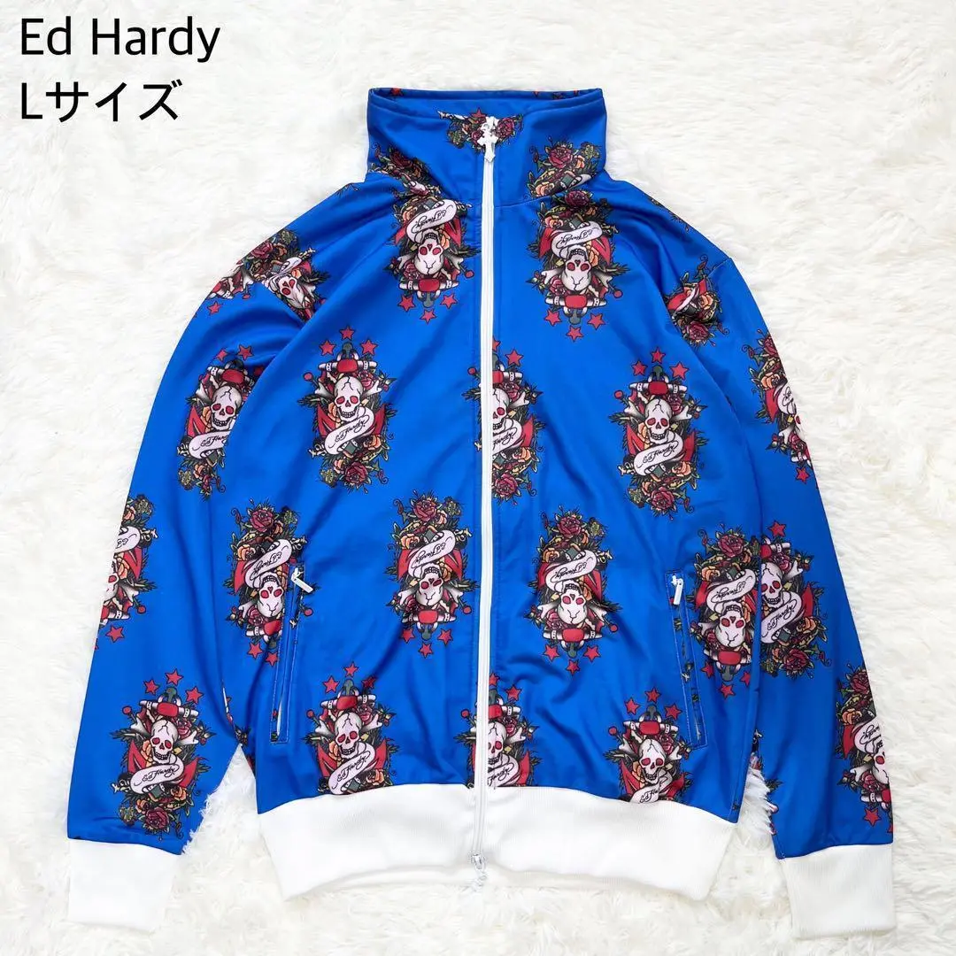 レア【Ed Hardy】トラックジャケット　ブルゾン【エドハーディ】M Y2K Ed Hardy ジャージ EdHardyトラックジャケット メンズ