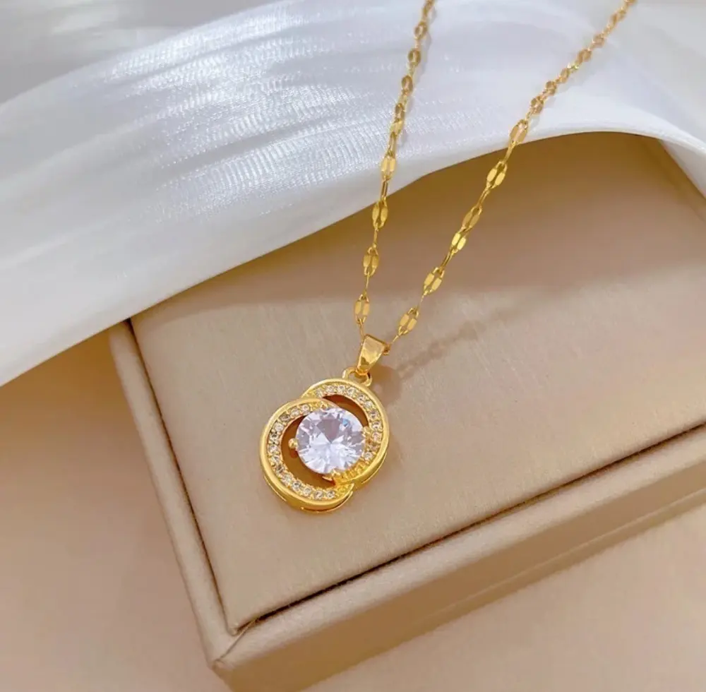 Thumbnail of Surgical Stainless Steel 【Last 1】 Large Cubic Zirconia Diamond Necklace - The Highest Quality