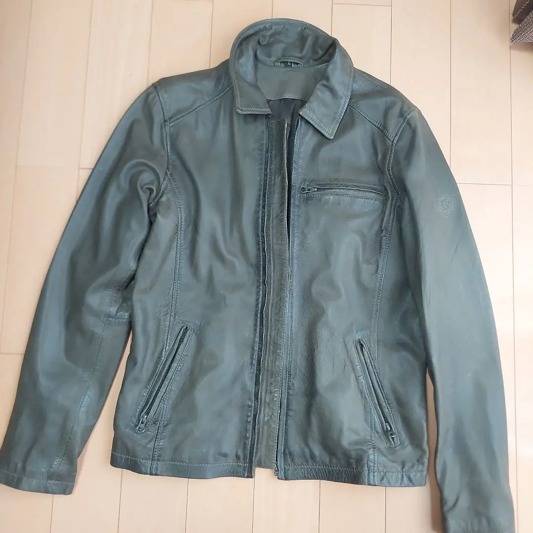 ライズ シングルライダース ジップアップ ラムレザー ワッペン エイジング 羊革 ライズ シングルライダース ジップアップ ラムレザー ワッペン