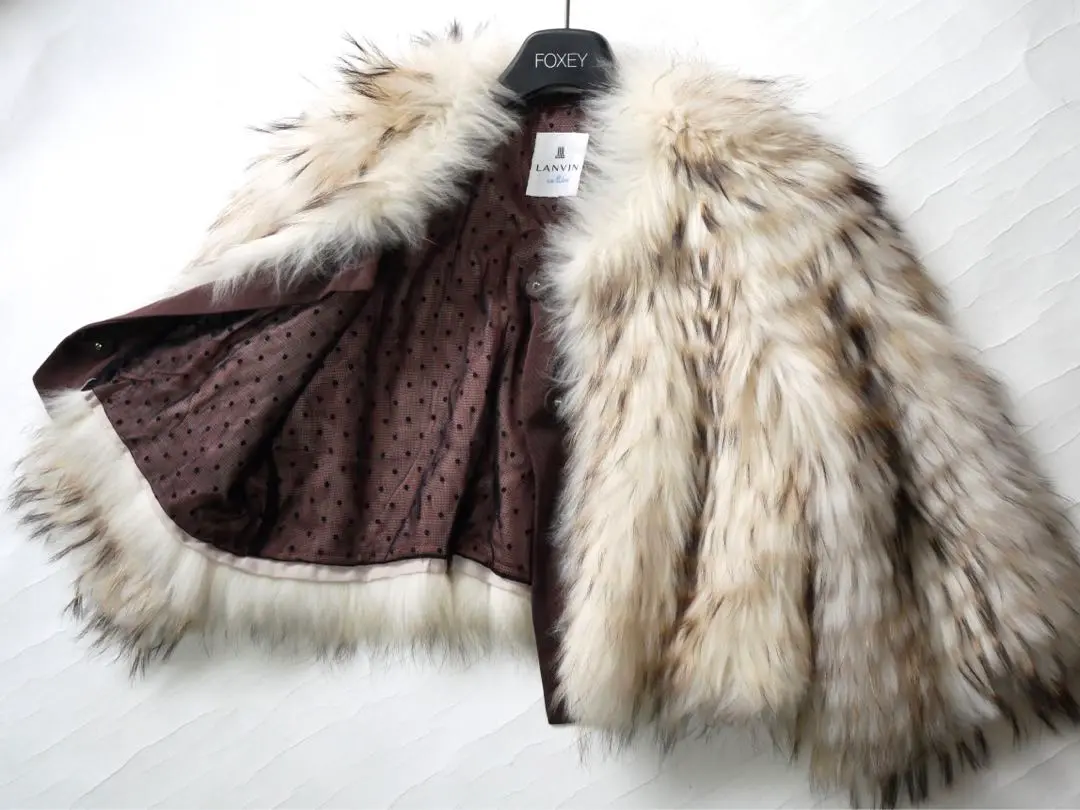 LANVIN en Blue　コート　フォックスファー フェイクファーコンビナイロンツイルミディコート|LANVIN en