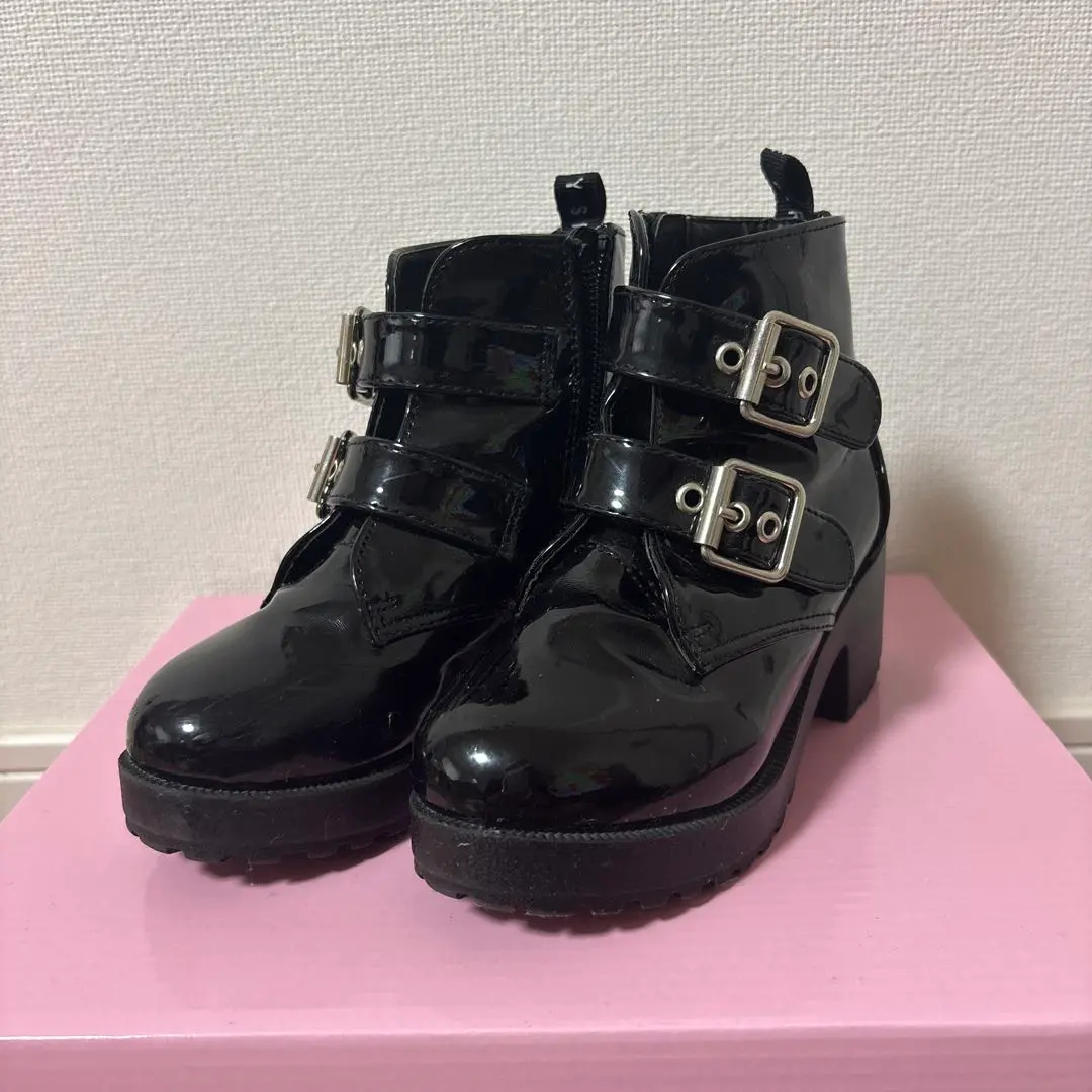 漆皮靴 黑色 兒童 19厘米 的縮圖