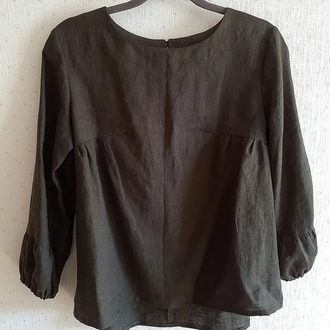 Thumbnail of Handmade Blouse Pullover Linen 100% Moss Green