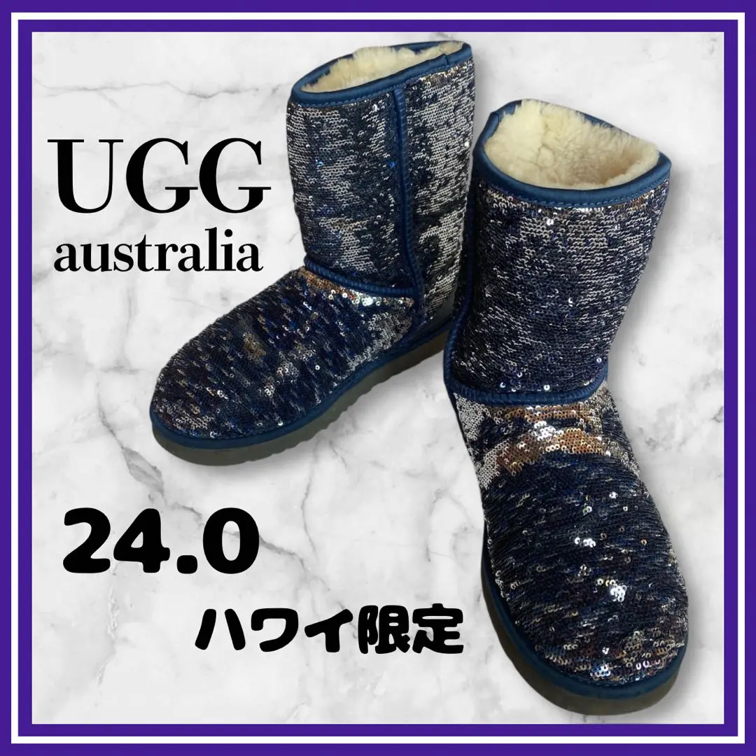 Thumbnail of Rare ✨ UGG Australia UGG Mouton Boots Sequin Navy x Silver 24.0