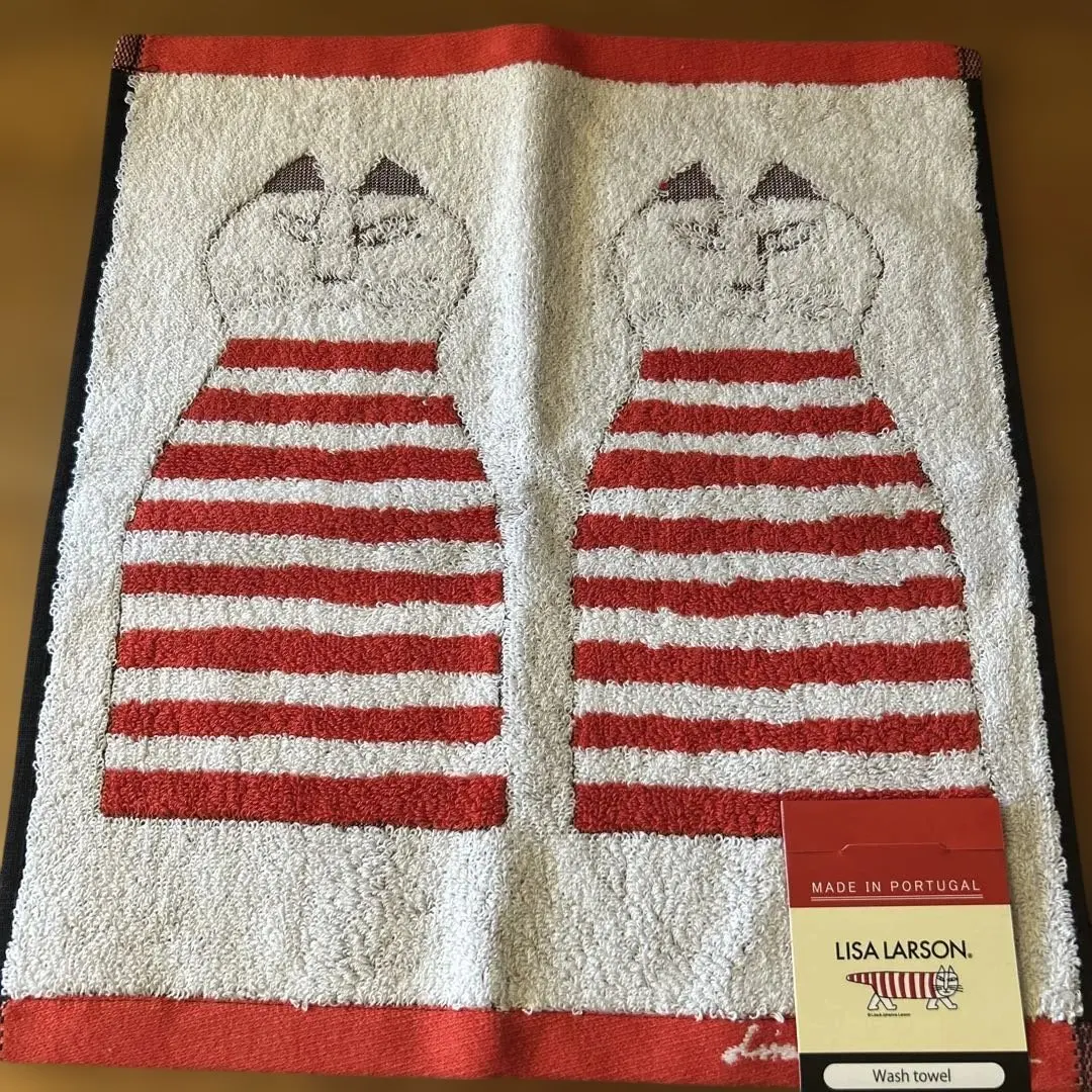 Thumbnail of New LISA LARSON Stripe Cat Wash Towel 33 x 36cm