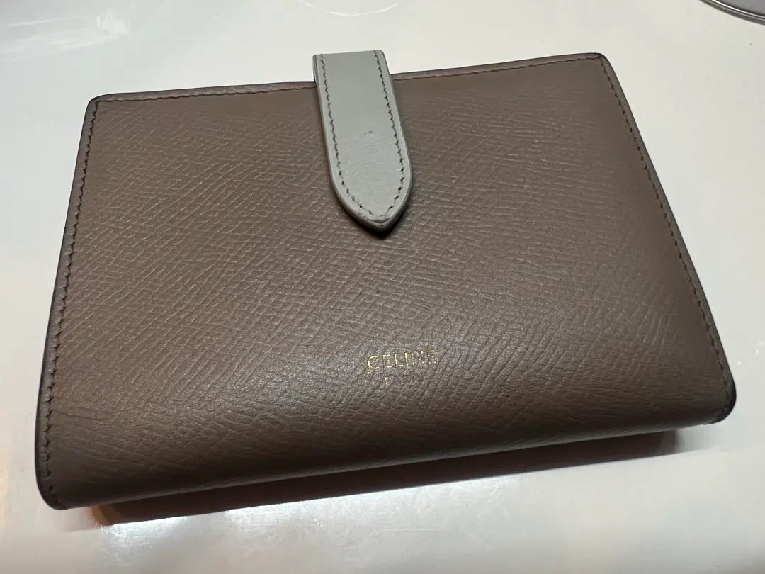Thumbnail of Beautiful Celine Medium Strap Wallet in Bicolor Grain Calfskin