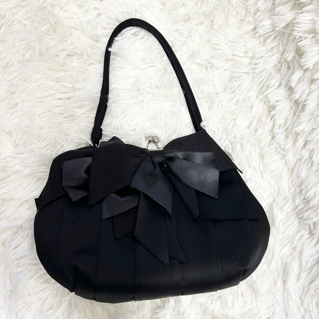 Thumbnail of M'S GRACY Ribbon-tie Black Clutch Bag