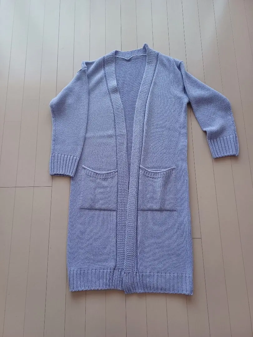 Thumbnail of Cordigan, long cardigan, lavender, knit, purple, violet, pastel