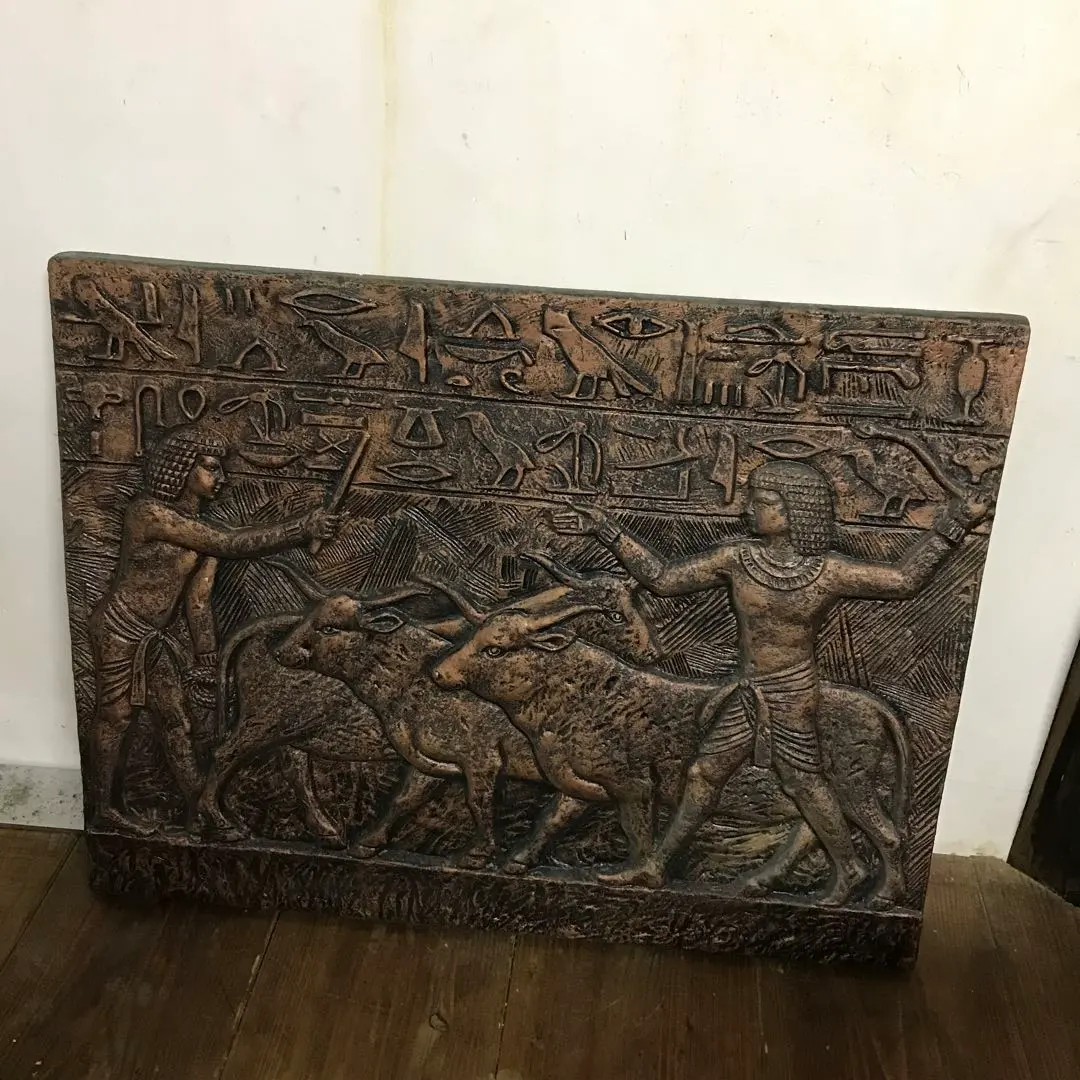 Thumbnail of Beautiful Condition Wooden Egyptian Vintage 3D Mural Wall Hanging with Impressive Hieroglyphs