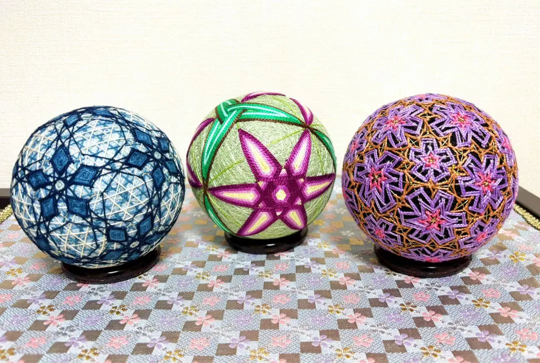 Thumbnail of Set of 3 Colorful Temari Balls