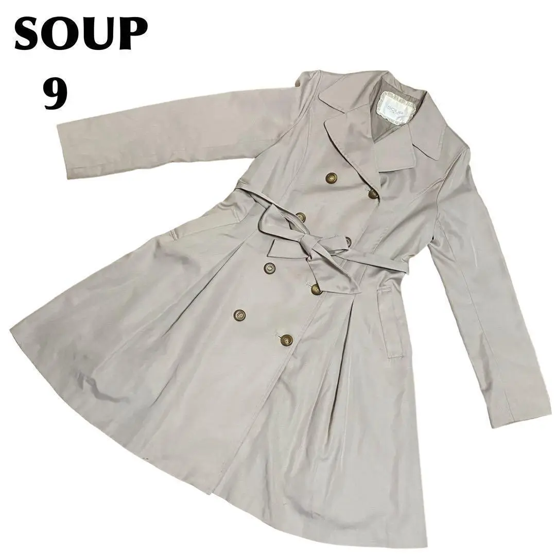 美品 SOUP 大人のためのBasicスプリングトレンチコート SOUP】大人のためのBasicスプリングトレンチコート