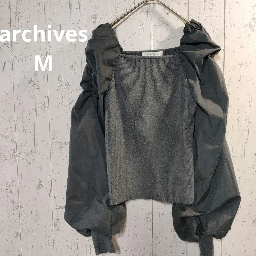 Thumbnail of [archives] Balloon Sleeve Gray Top Long Sleeve Cut and Sew