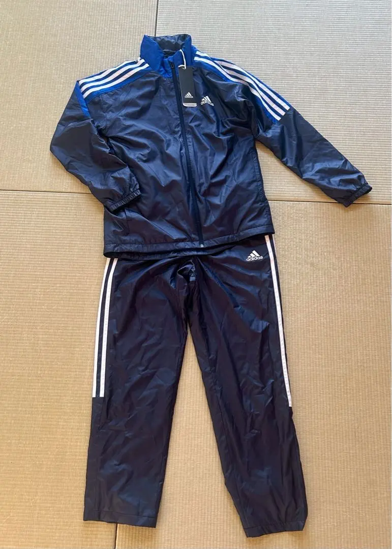 Thumbnail of Unused Tag: Adidas Fleece-Lined Windbreaker Set, Navy Blue, 150