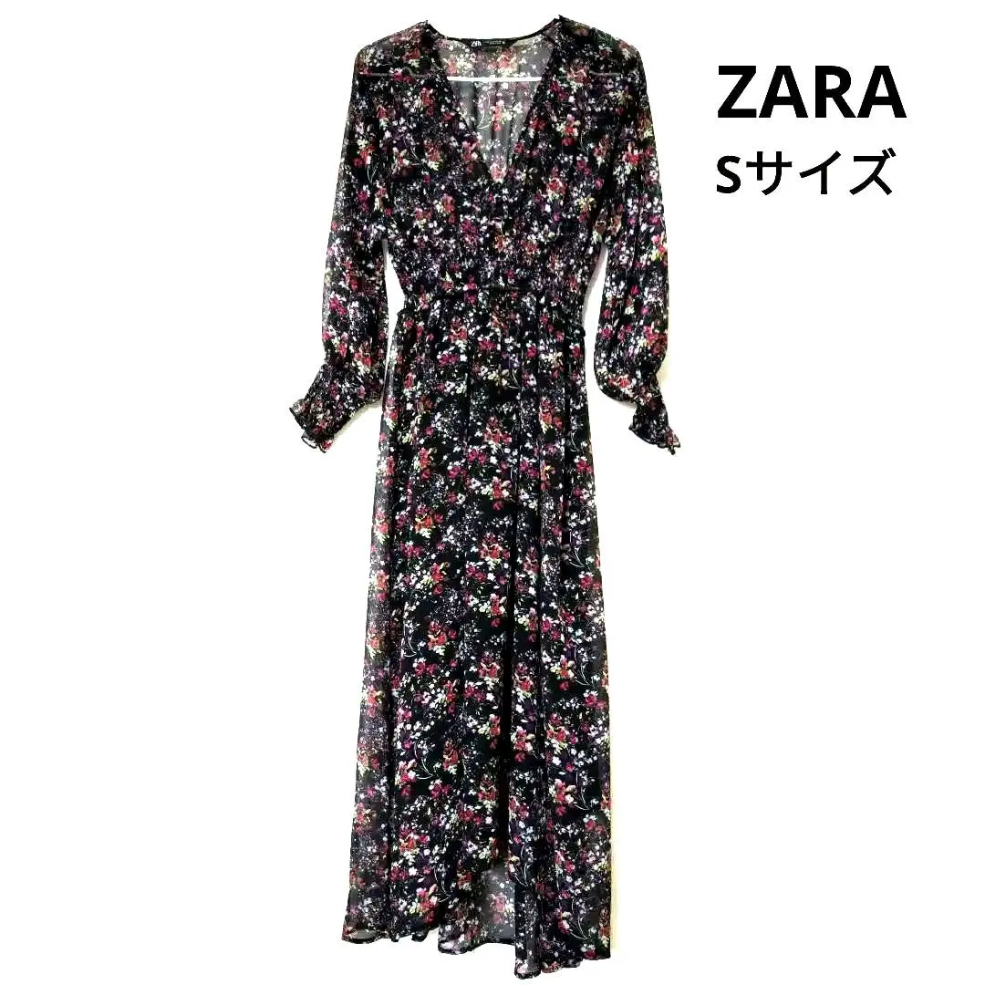 ZARA 碎花印花長款连衣裙 S 的縮圖