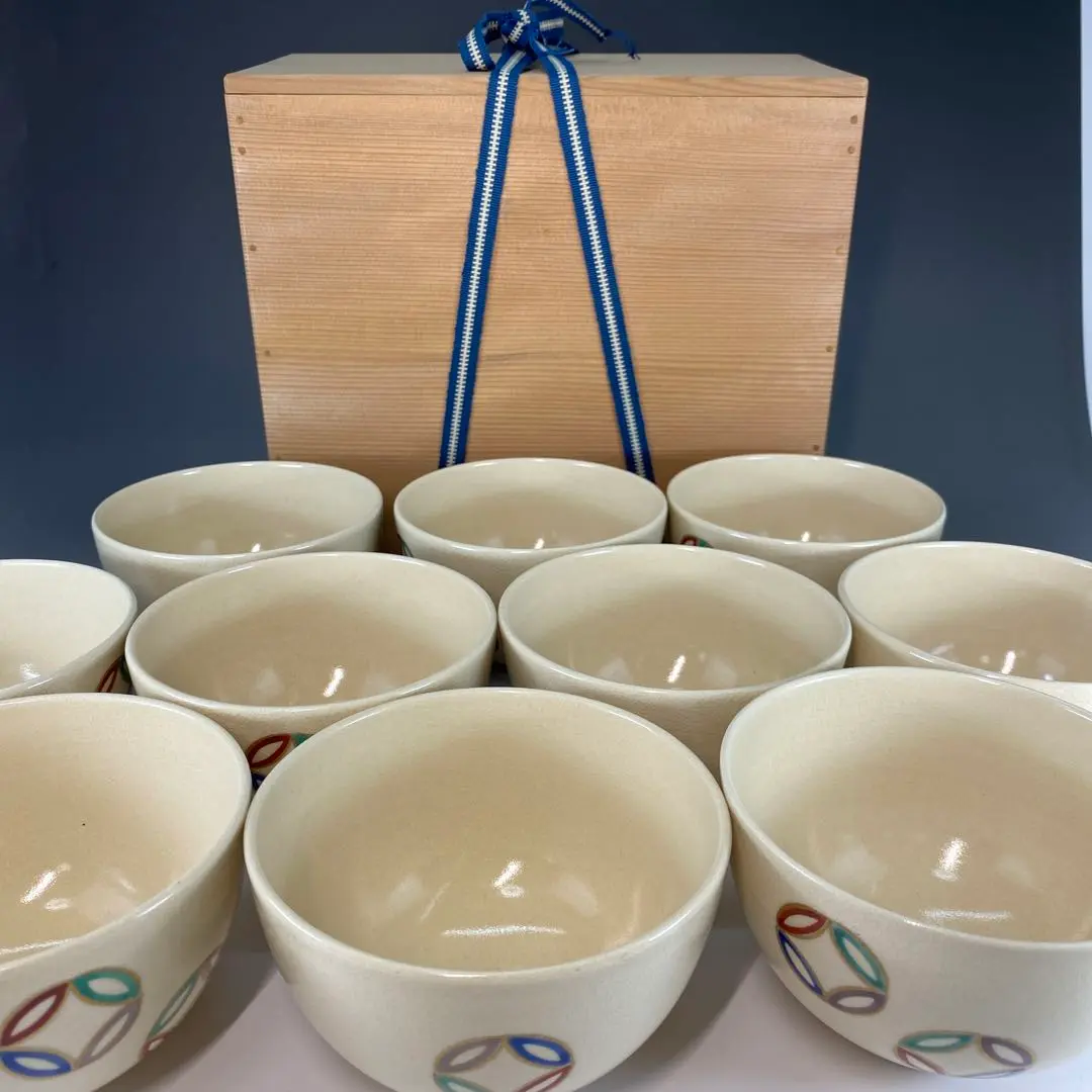 a182 数茶碗 仁清写 竹 茶道 茶道具 古物　合わせ箱 SALE／60%OFF】 a182 合わせ箱 古物 茶道具 茶道 竹 仁清写 数