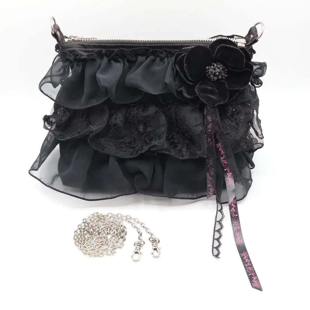 h.naoto Honeyブラックフリルノースリーブワンピース h.naoto HON EYノースリーブ フリル ワンピース ブラック ピンク