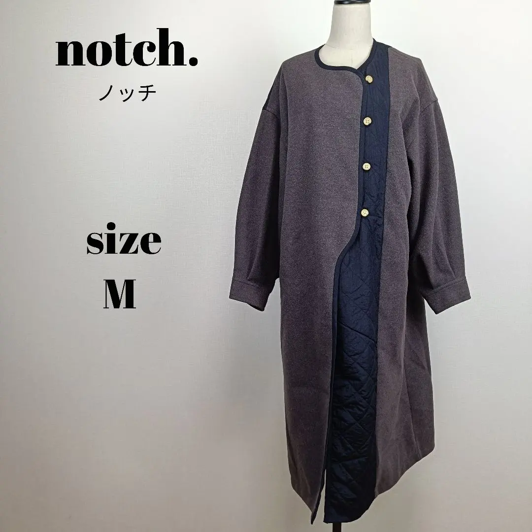 Thumbnail of 【a1966】notch. Asymmetrical Quilting Color Block Coat M Brown