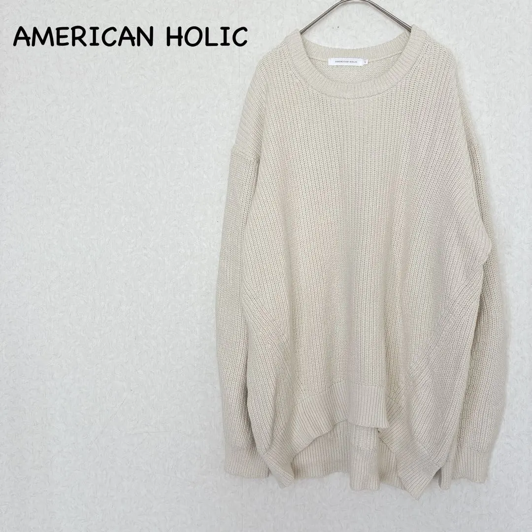Thumbnail of American Holic Rib-Knit Loose Silhouette Cotton Beige L