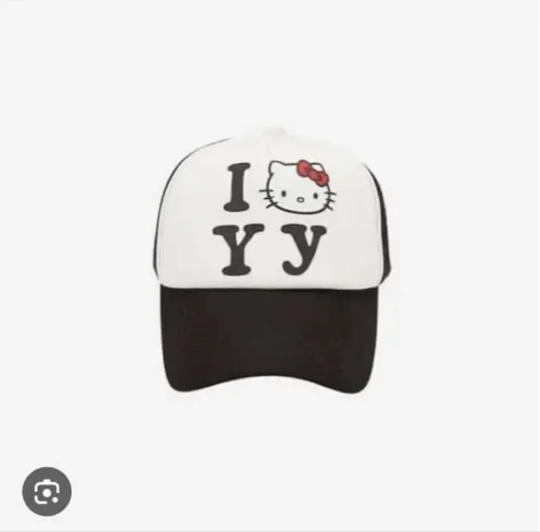 【美品】最終値下げ❗️Open YY キャップ Open Yy x Hello Kitty】 Trucker Cap Black ☆韓国☆人気