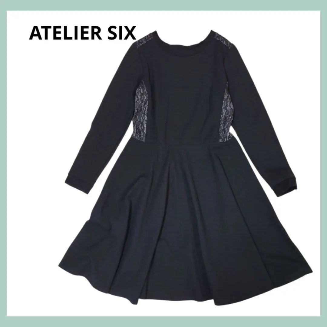 Thumbnail of Atelier Six Long Sleeve Flare Dress with Lace Detail, Elegant K182