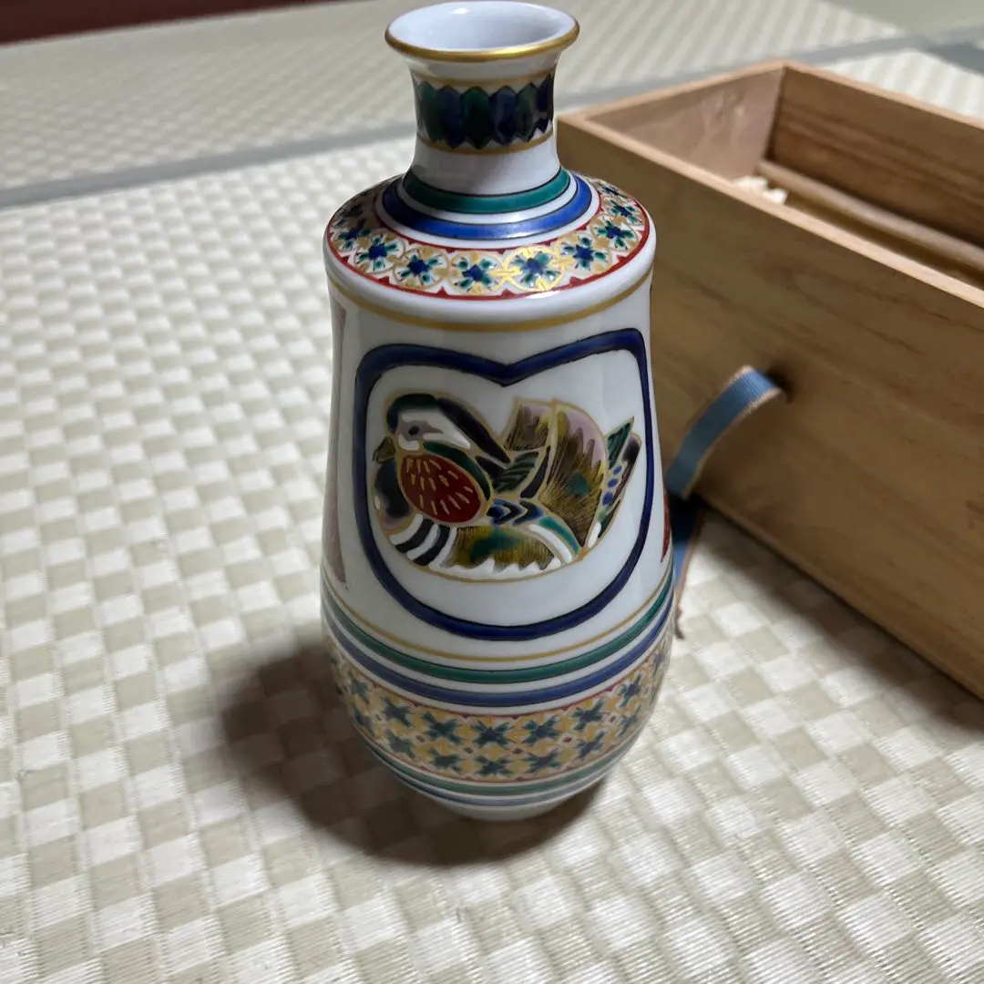 北出星光作/色絵四君子飾瓶/徳利/晩年作/未使用品/師北出塔次郎 北出星光作/色絵四君子飾瓶/徳利/晩年作/未使用品/師北出塔次郎