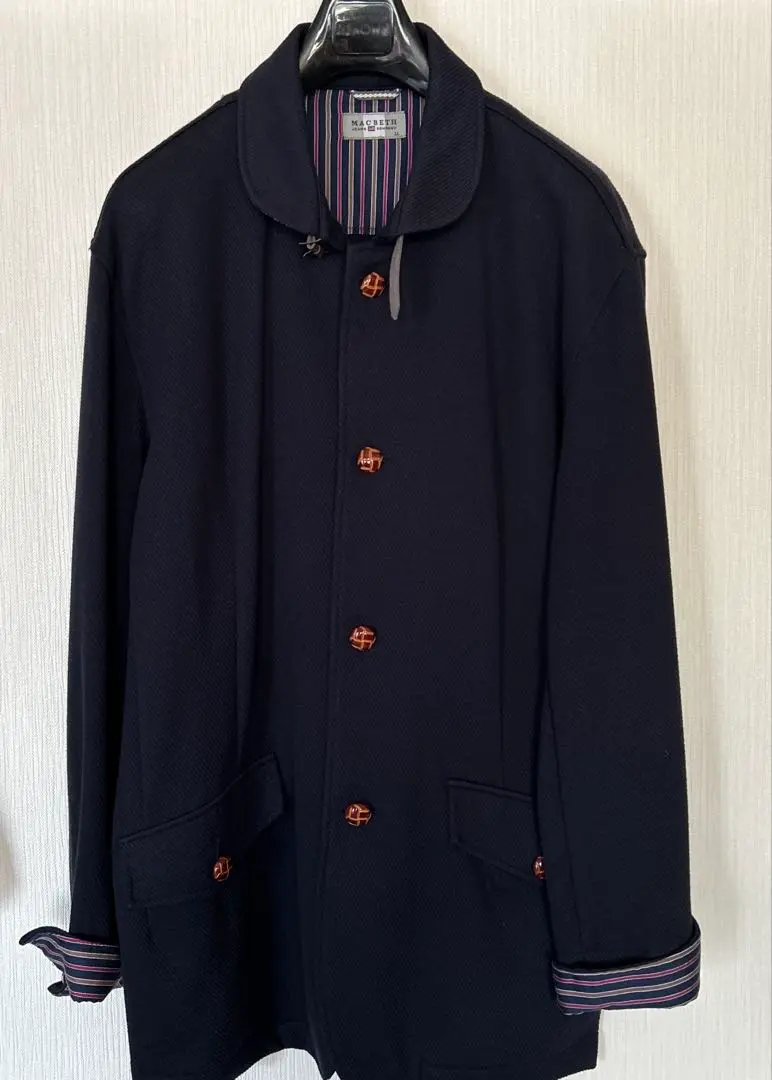【MacBeth】マクベス メンズ ダッフルコート L ネイビー/紺×チェック Mackintosh マッキントッシュ MACKINTOSH コート ダッフルコート
