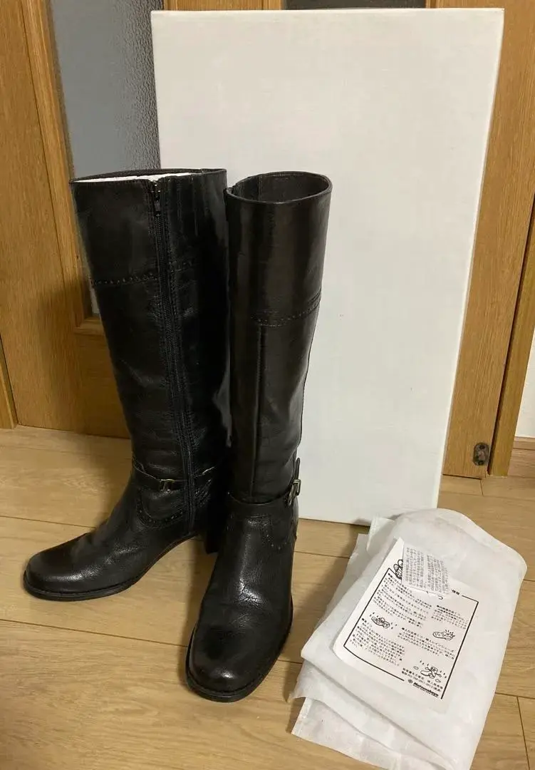 Thumbnail of Excellent Condition: Ashinaga Ojisan Long Boots, 23cm, Black Leather, CAVACAVA