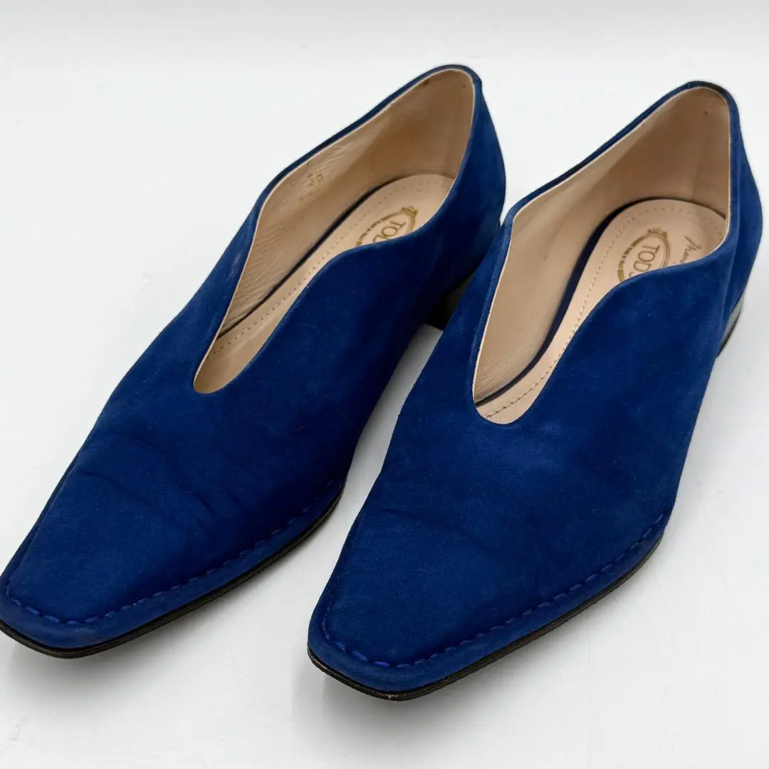 【良品】TOD'S☆フラットシューズ☆37(24cm)☆ブルー☆スウェード 2025年最新】Tod's カラー:ブルー系 フラットシューズ・バレエ