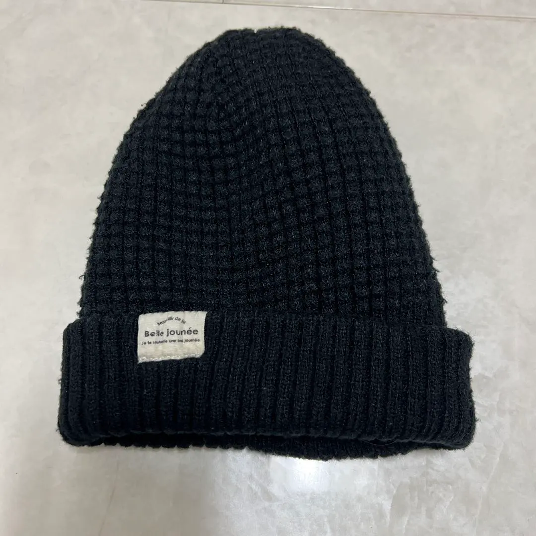 Thumbnail of Bele journee Black Knit Cap Waffle Knit