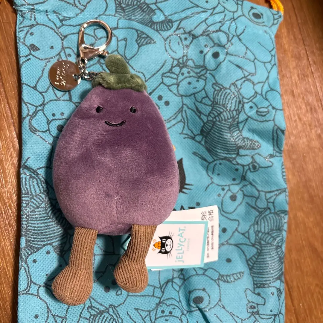 新品　ジェリーキャット　ナス　なすび　ぬいぐるみ　バッグチャーム　ギフト袋付き JELLY CAT - 新品 ジェリーキャット ナス なすび ぬいぐるみ