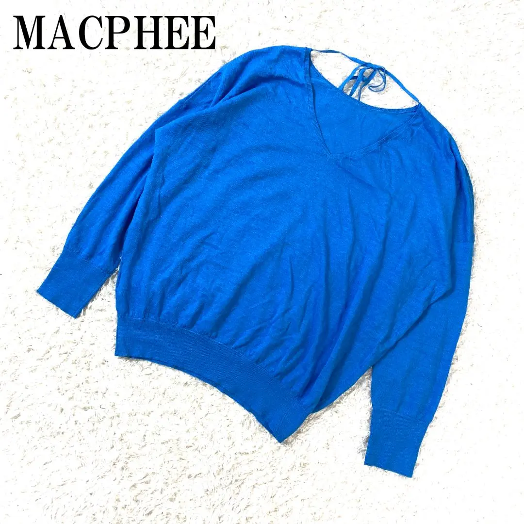Thumbnail of MACPHEE Knit Sweater Linen V-neck Blue S B1242