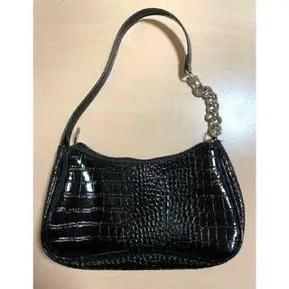Thumbnail of Black crocodile-embossed shoulder bag