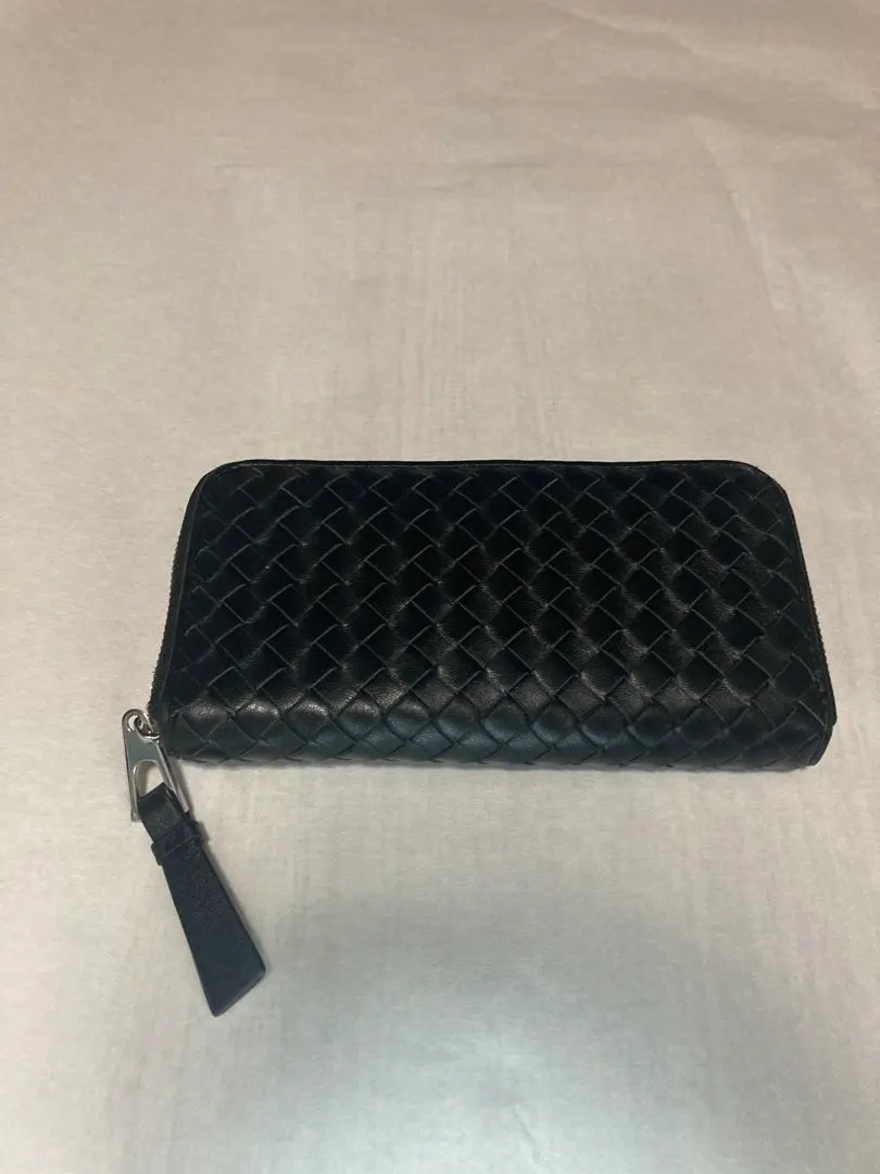 Thumbnail of Black leather braided long wallet
