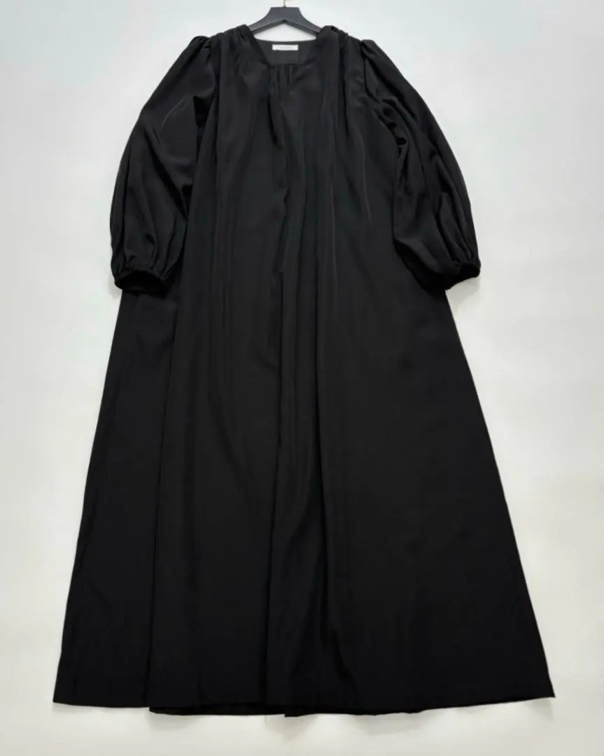 Thumbnail of The Row V-neck Balloon Sleeve Oversized Dress (Black)