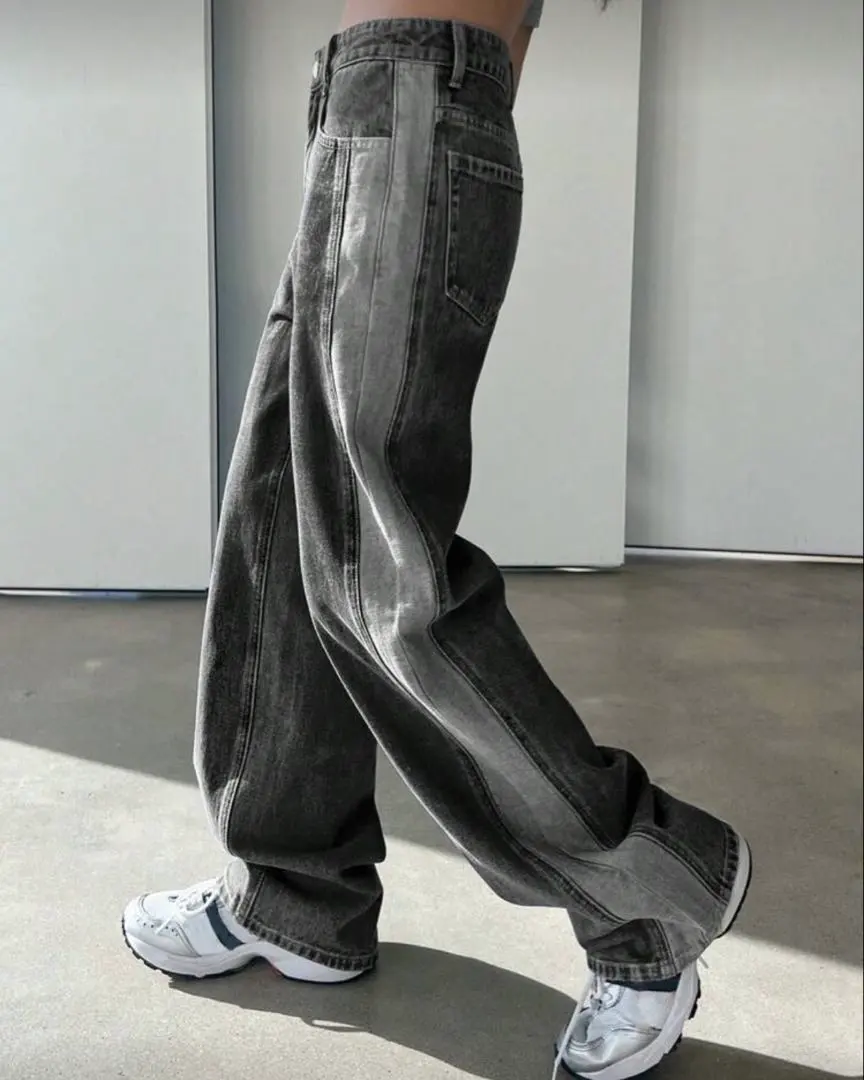 Thumbnail of Wide leg denim with side stripes