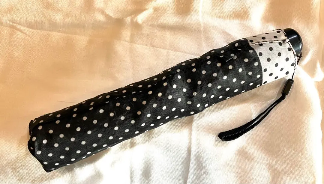 Thumbnail of Dots, polka dots, bicolor, black and white, lightweight, folding umbrella, rain umbrella