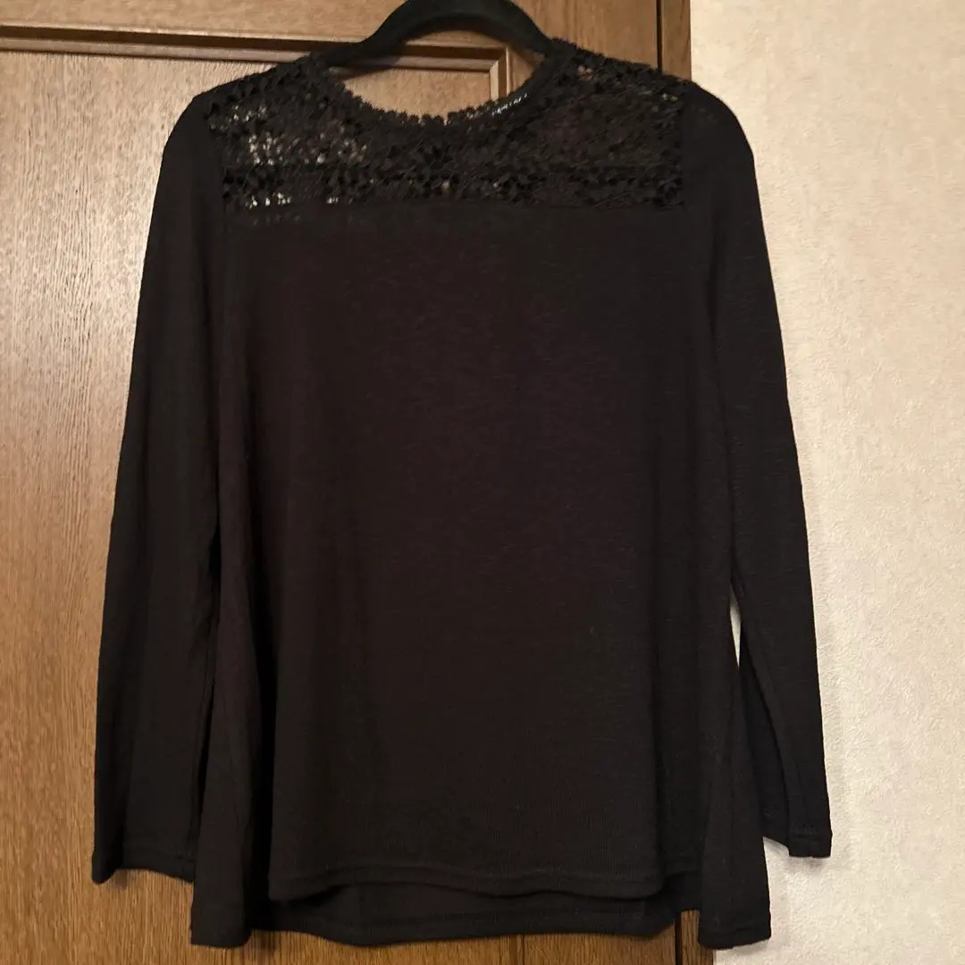 Thumbnail of Black Lace Knit Long Sleeve Top