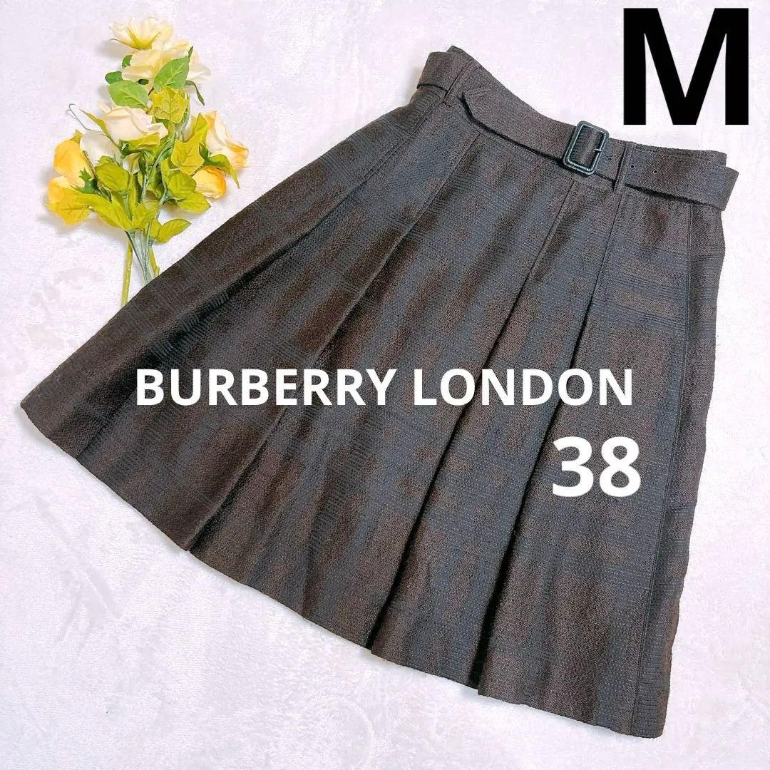 Thumbnail of BURBERRY LONDON Check Pleated Skirt with Belt, Size M Equivalent