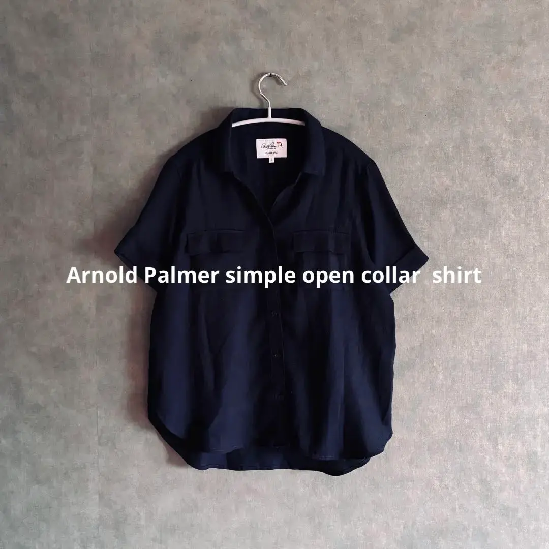 Thumbnail of Arnold Palmer short-sleeved shirt, simple shirt, navy, open collar, vintage clothing for adults
