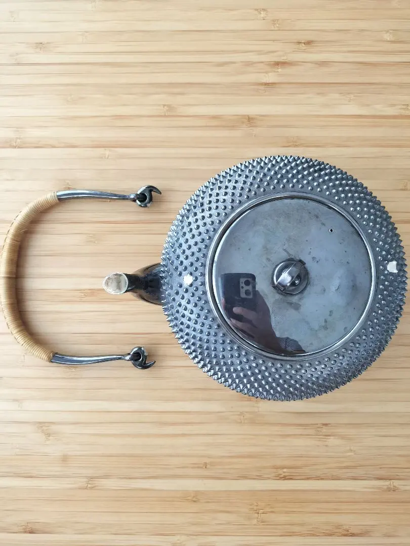 純銀銀瓶玉霰打吳杉堂太極摘蓋湯沸あられ古美術品煎茶道具636g